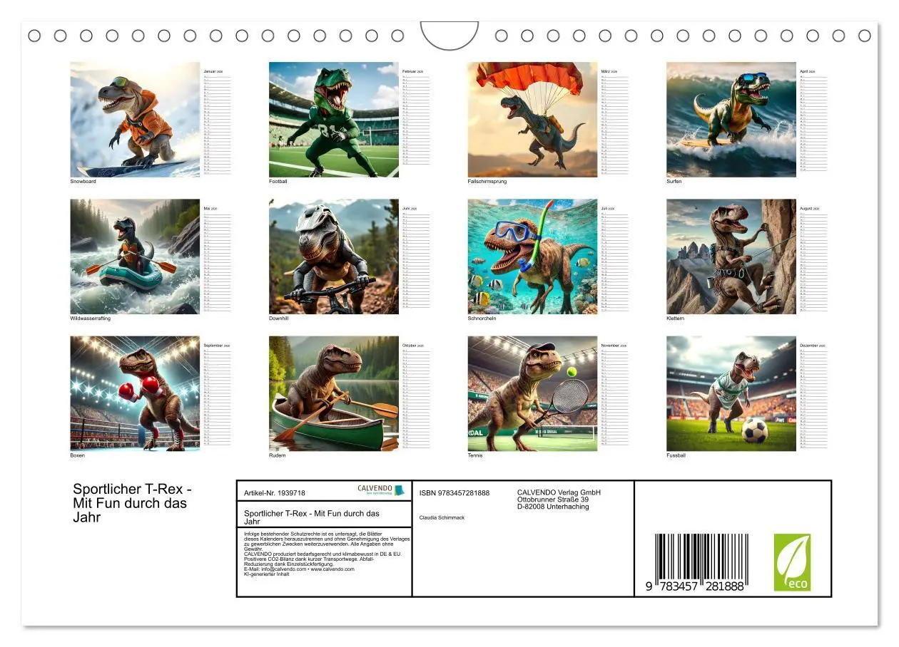 Bild: 9783457281888 | Sportlicher T-Rex - Mit Fun durch das Jahr (Wandkalender 2026 DIN...