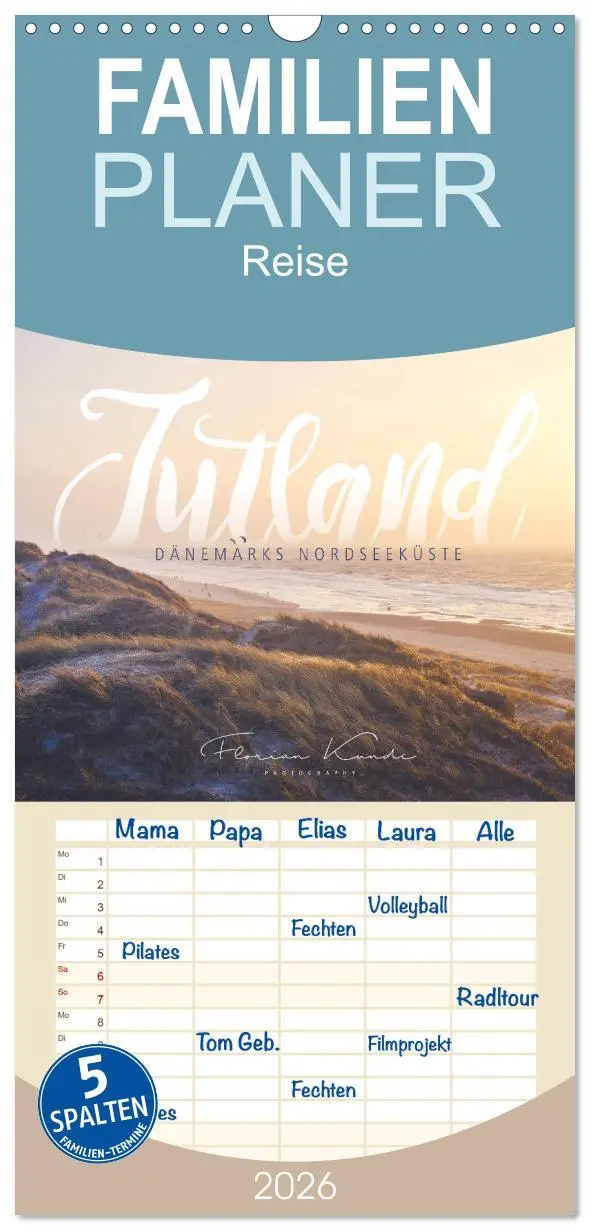 Cover: 9783516511888 | Familienplaner 2026 - Jutland - Dänemarks Nordseeküste mit 5...