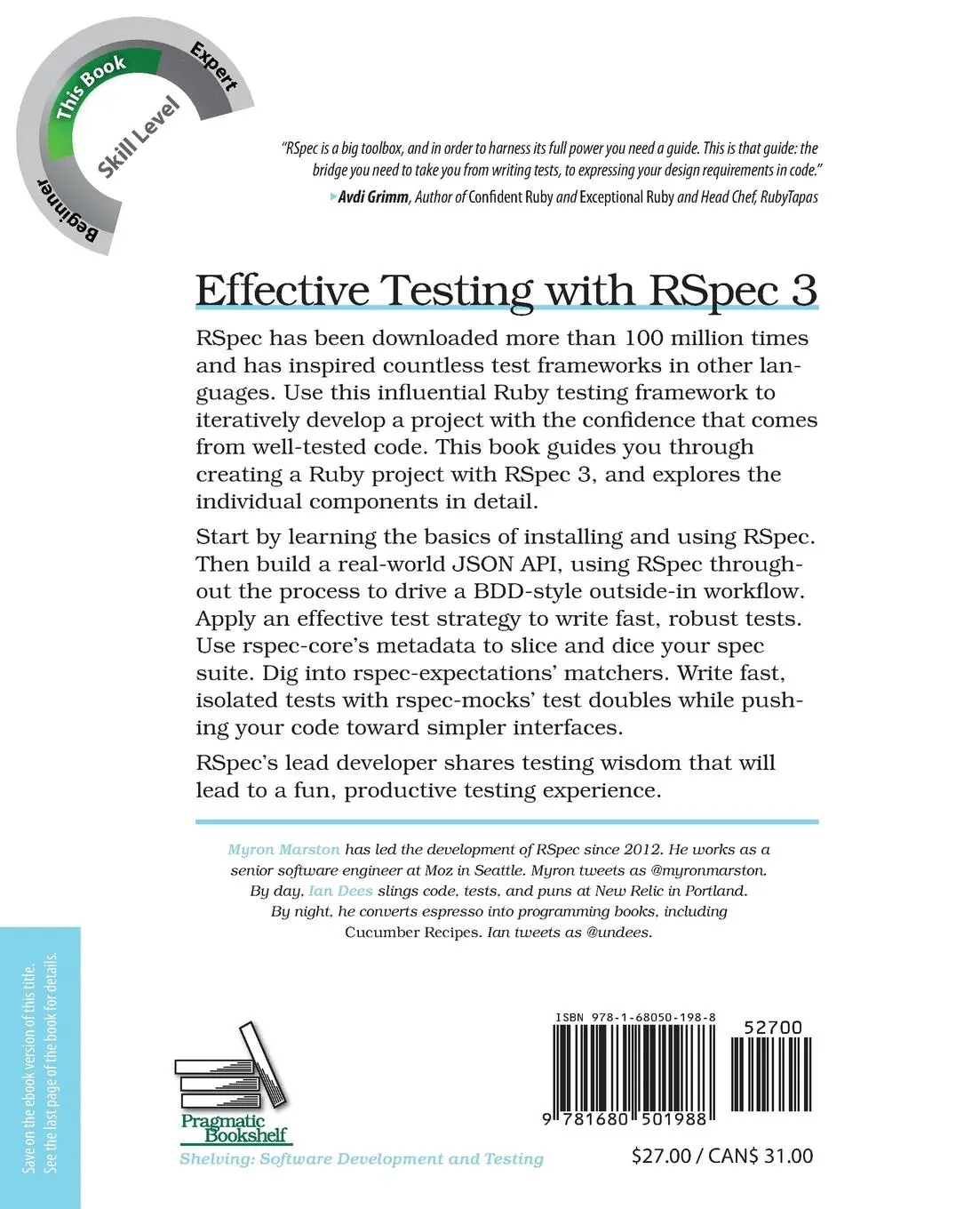 Rückseite: 9781680501988 | Effective Testing with RSpec 3 | Build Ruby Apps with Confidence