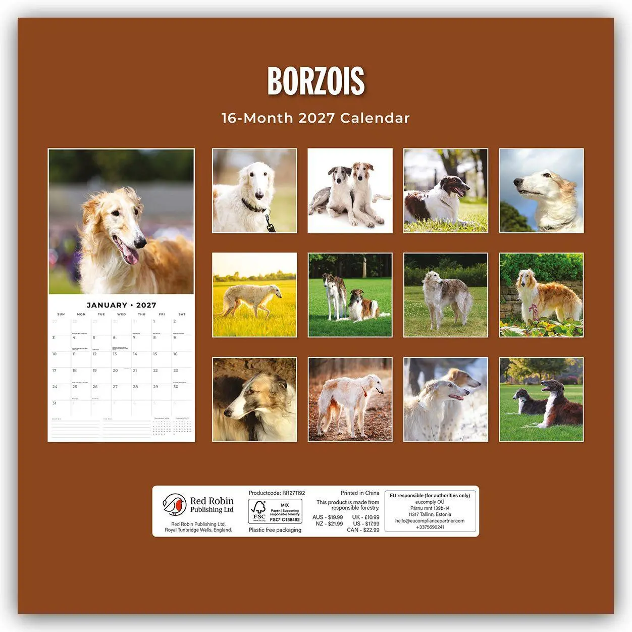 Rückseite: 9781837011988 | Borzois - Barsoi - Barzaia - Russischer Wolfshund 2027 -...
