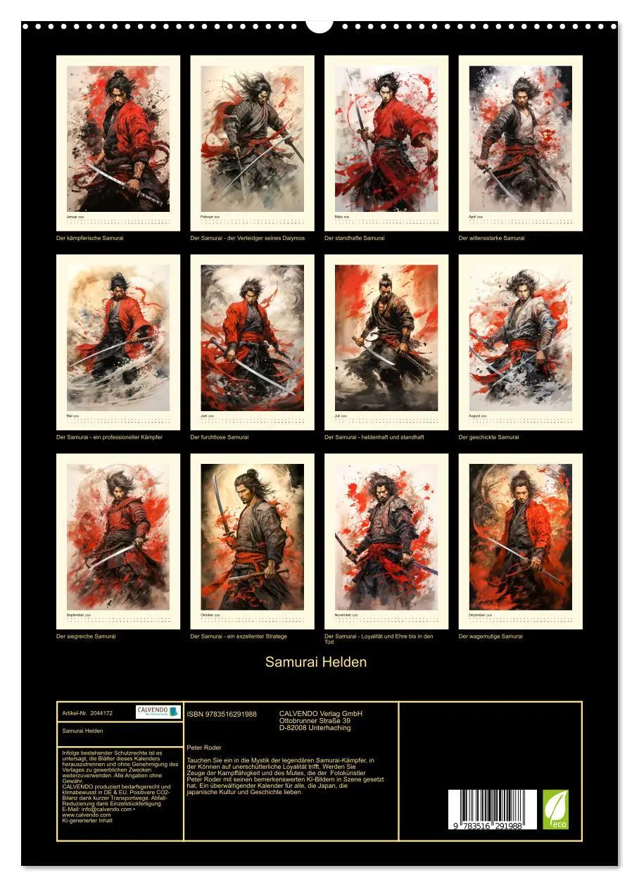 Bild: 9783516291988 | Samurai Helden (hochwertiger Premium Wandkalender 2026 DIN A2...