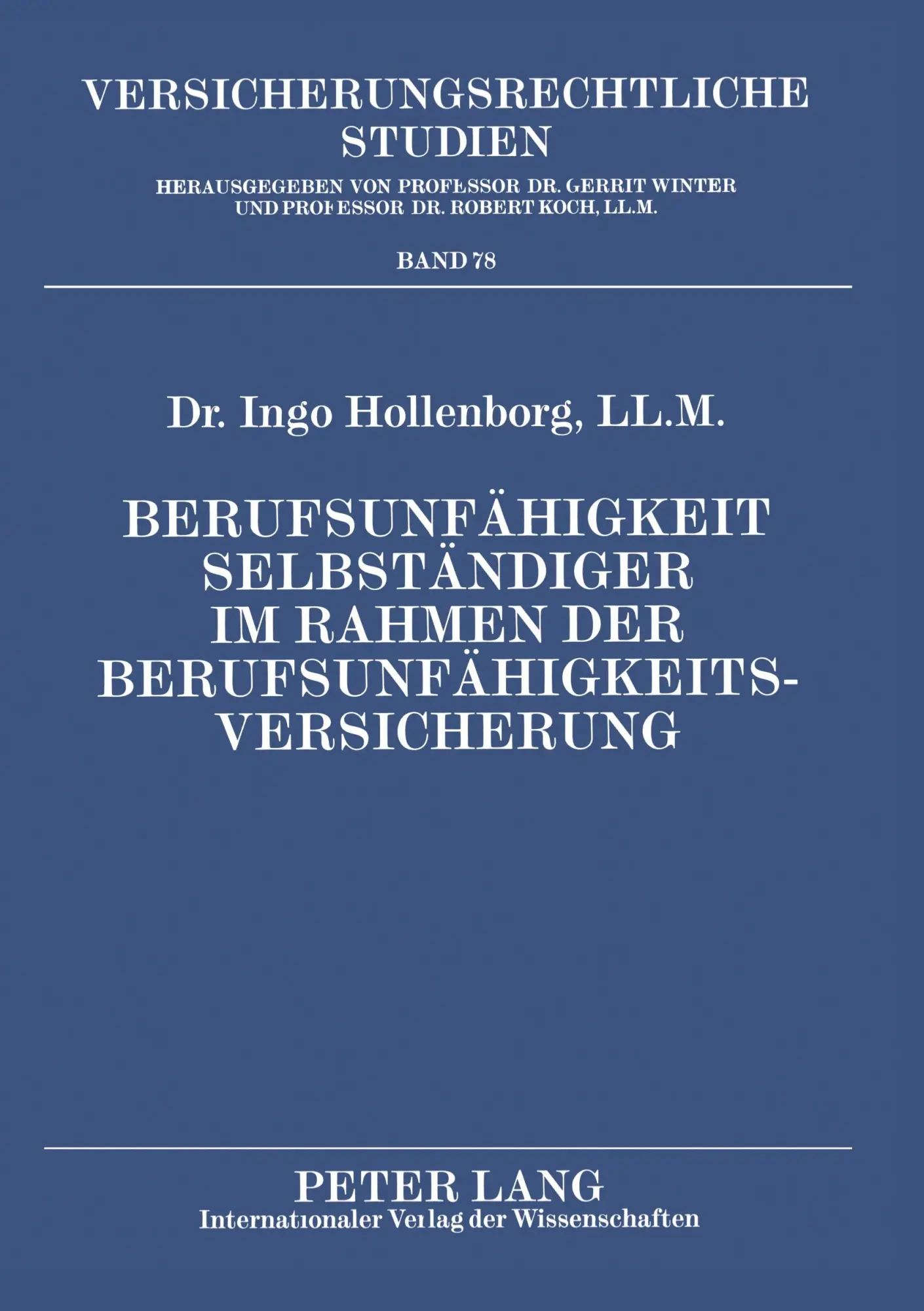 Cover: 9783631581988 | Berufsunfähigkeit Selbständiger im Rahmen der...