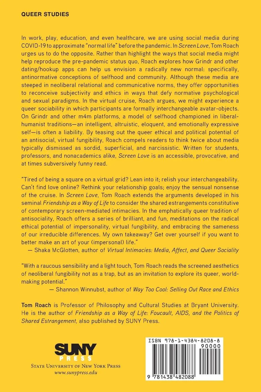Rückseite: 9781438482088 | Screen Love | Queer Intimacies in the Grindr Era | Tom Roach | Buch