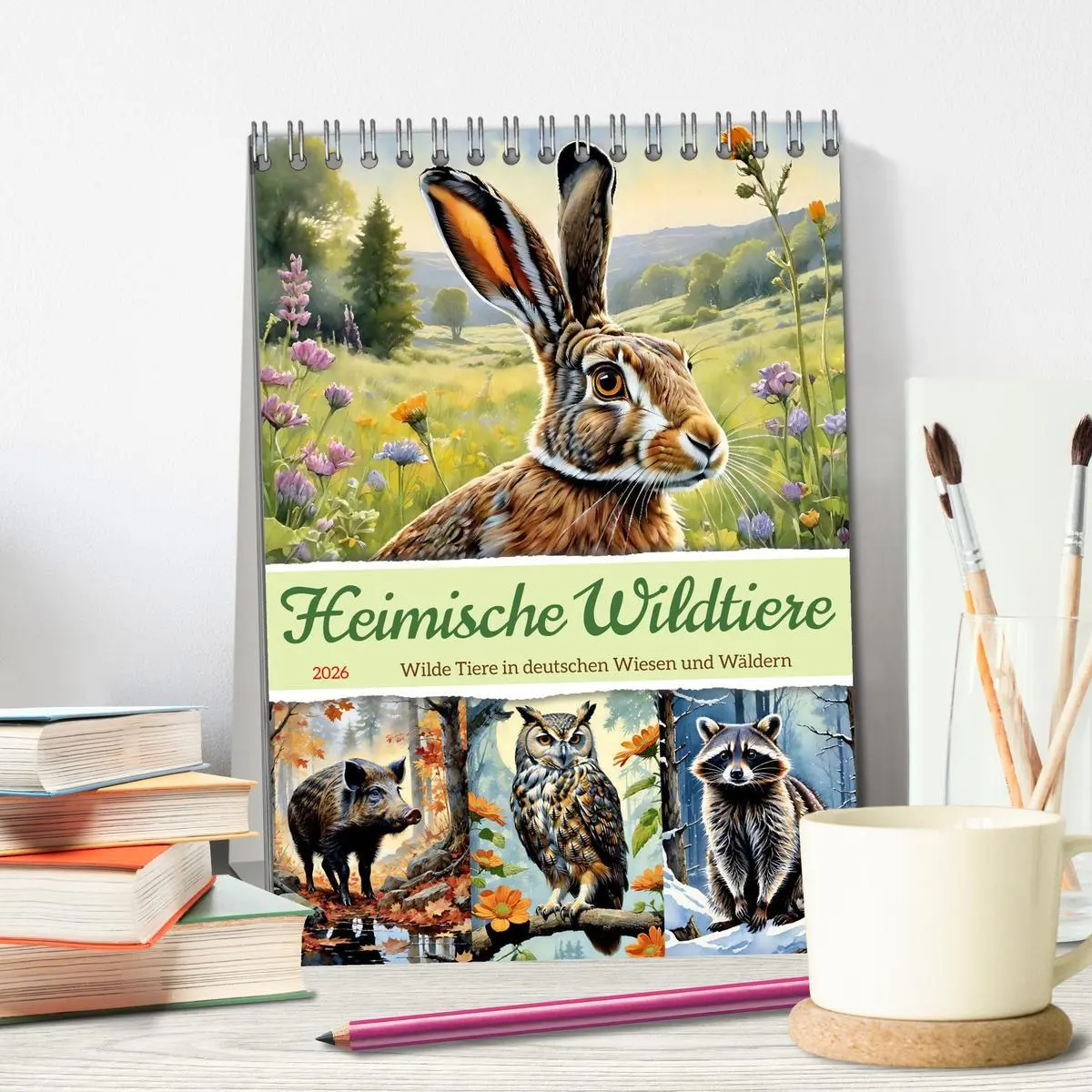 Bild: 9783516322088 | Heimische Wildtiere 2026 (Tischkalender 2026 DIN A5 hoch), CALVENDO...