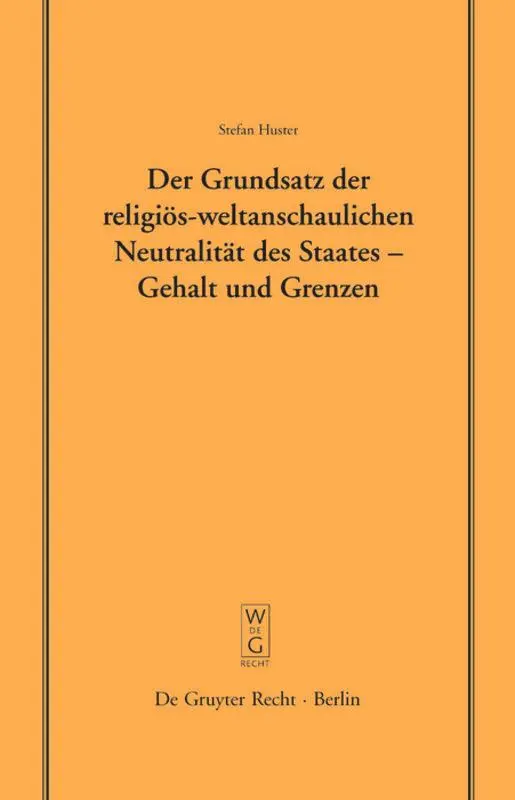 Cover: 9783899492088 | Der Grundsatz der religiös-weltanschaulichen Neutralität des...