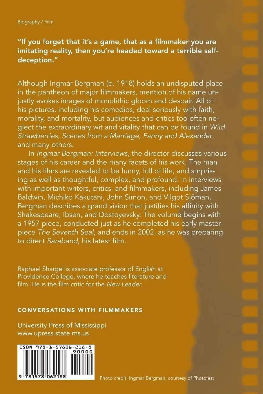 Rückseite: 9781578062188 | Ingmar Bergman | Interviews | Raphael Shargel | Taschenbuch | Englisch