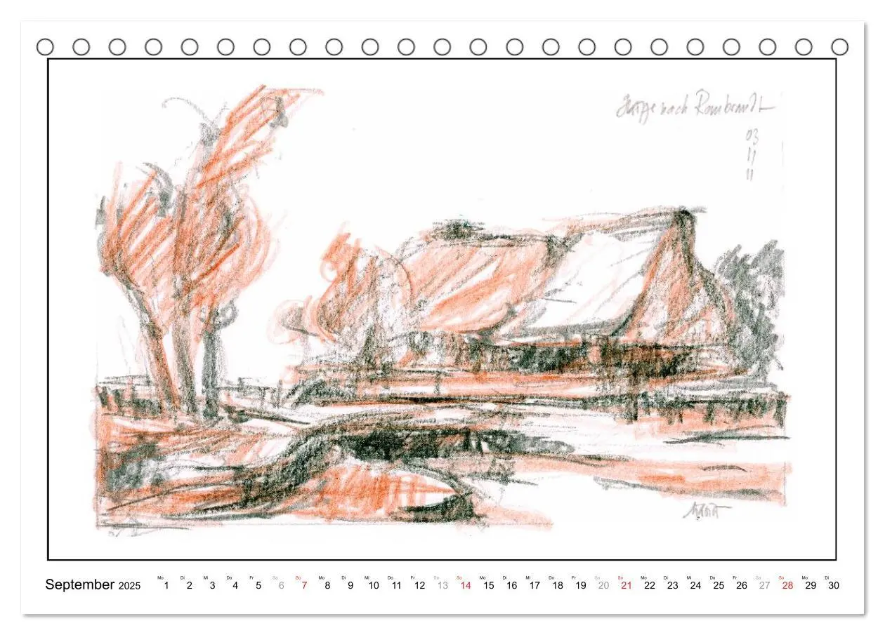 Bild: 9783435822188 | Rembrandt Landschaften wgVoigt (Tischkalender 2025 DIN A5 quer),...