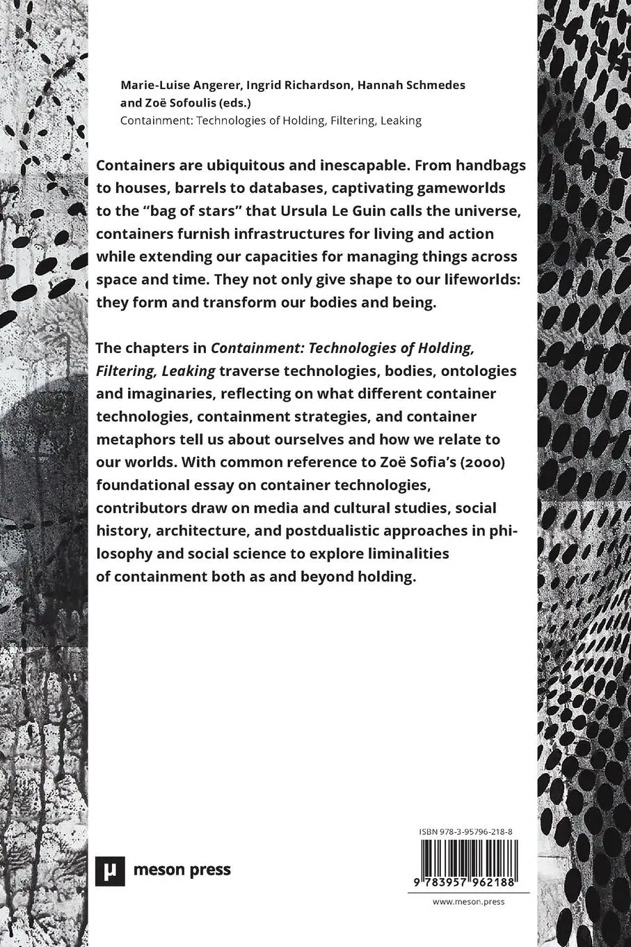 Rückseite: 9783957962188 | Containment | Technologies of Holding, Filtering, Leaking | Buch