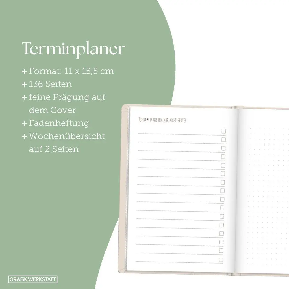 Bild: 9783986362188 | Terminplaner Lederlook 2027 Beige | Terminplaner Lederlook A6 | 136 S.