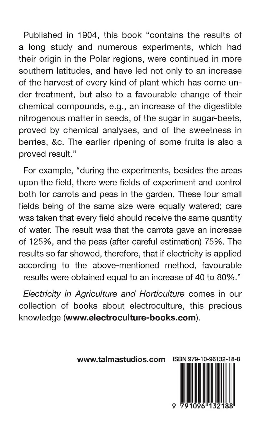 Rückseite: 9791096132188 | Electricity in Agriculture and Horticulture | Selim Lemström | Buch