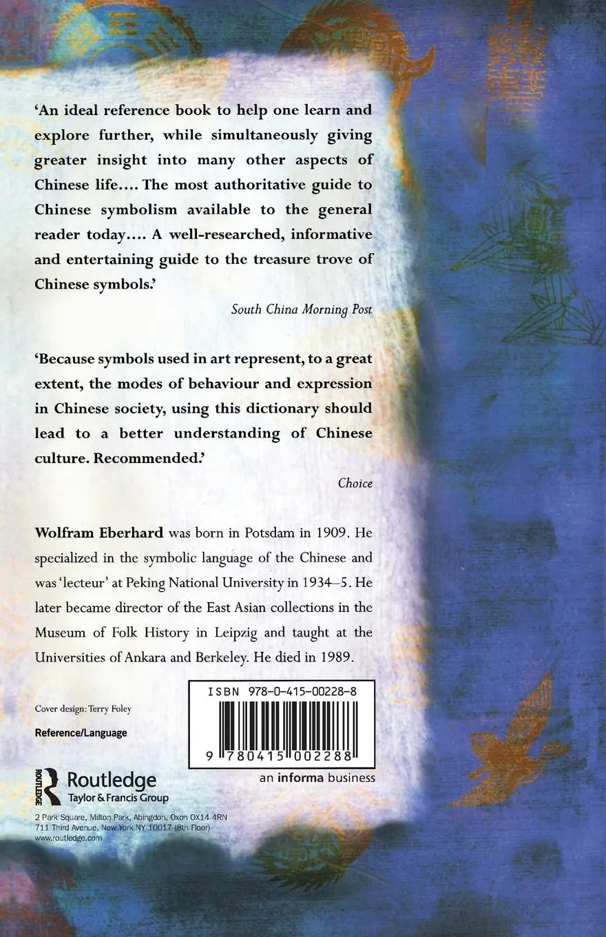 Rückseite: 9780415002288 | Dictionary of Chinese Symbols | Wolfram Eberhard | Taschenbuch | 1988