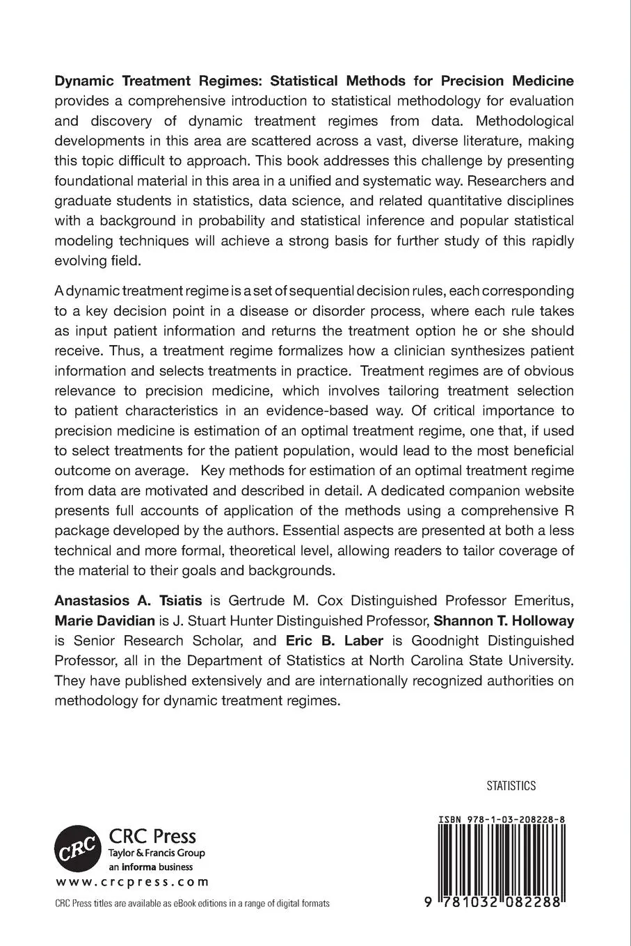 Rückseite: 9781032082288 | Dynamic Treatment Regimes | Statistical Methods for Precision Medicine