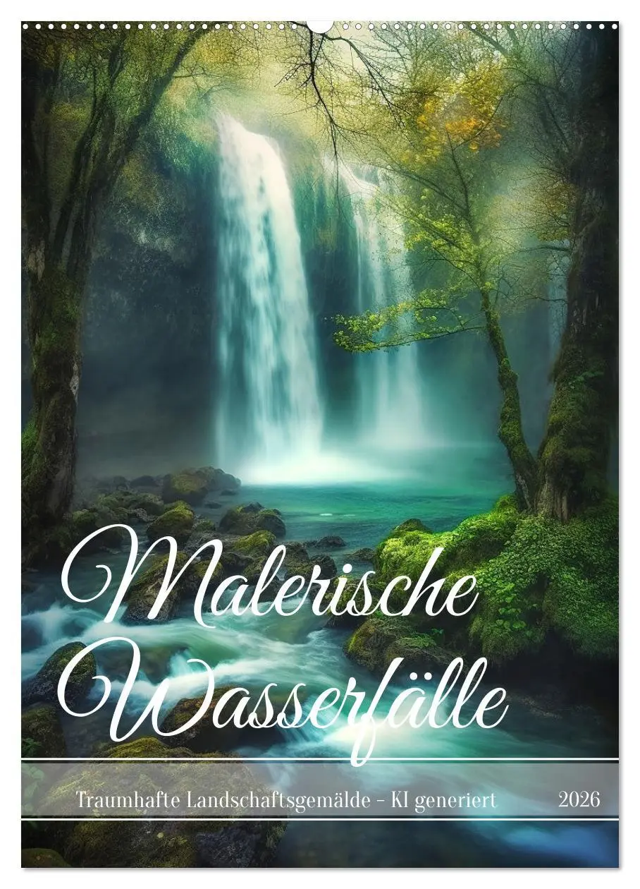 Cover: 9783516302288 | Malerische Wasserfälle (Wandkalender 2026 DIN A2 hoch), CALVENDO...