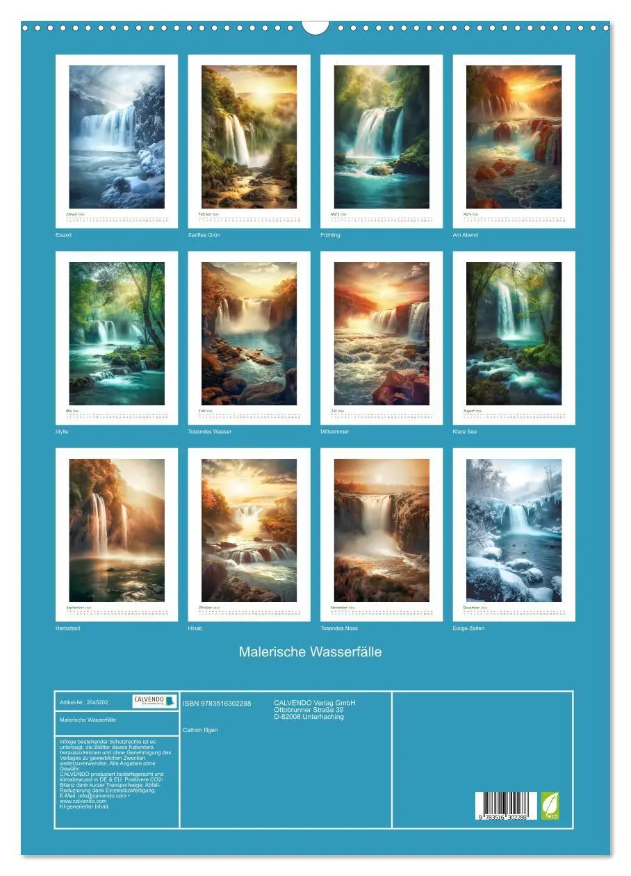 Bild: 9783516302288 | Malerische Wasserfälle (Wandkalender 2026 DIN A2 hoch), CALVENDO...