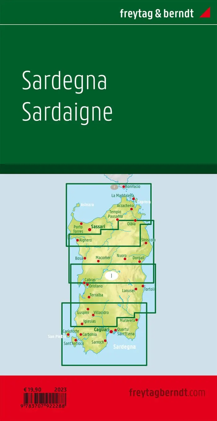 Rückseite: 9783707922288 | Sardinien, Straßenkarten-Set 1:150.000, freytag &amp; berndt | Berndt