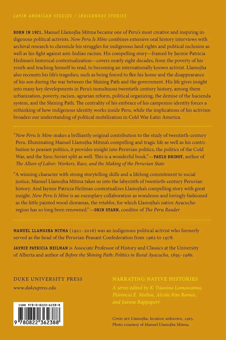 Rückseite: 9780822362388 | Now Peru Is Mine | The Life and Times of a Campesino Activist | Mitma