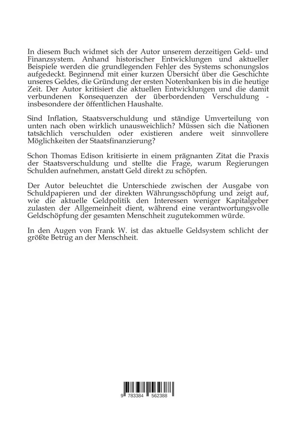 Rückseite: 9783384562388 | Das Geldsystem, der größte Betrug an der Menschheit, wie die...