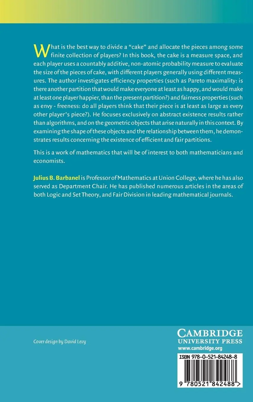 Rückseite: 9780521842488 | The Geometry of Efficient Fair Division | Julius. B Barbanel | Buch