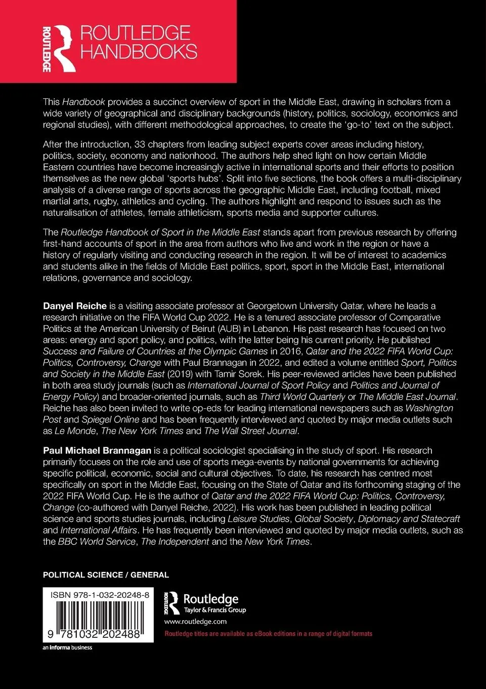 Rückseite: 9781032202488 | Routledge Handbook of Sport in the Middle East | Danyel Reiche (u. a.)