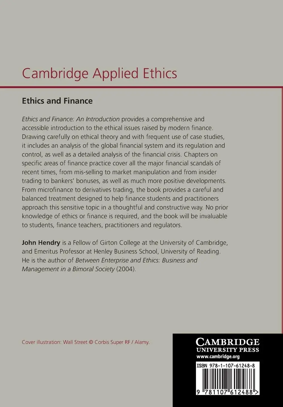 Rückseite: 9781107612488 | Ethics and Finance | John Hendry | Taschenbuch | Englisch | 2015