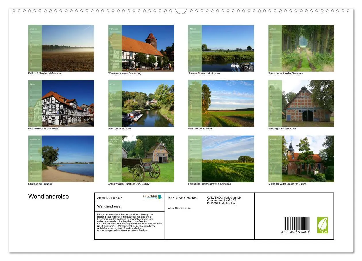 Bild: 9783457502488 | Wendlandreise (hochwertiger Premium Wandkalender 2026 DIN A2 quer),...