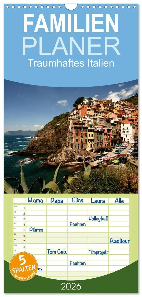 Cover: 9783516512588 | Familienplaner 2026 - Traumhaftes Italien mit 5 Spalten...