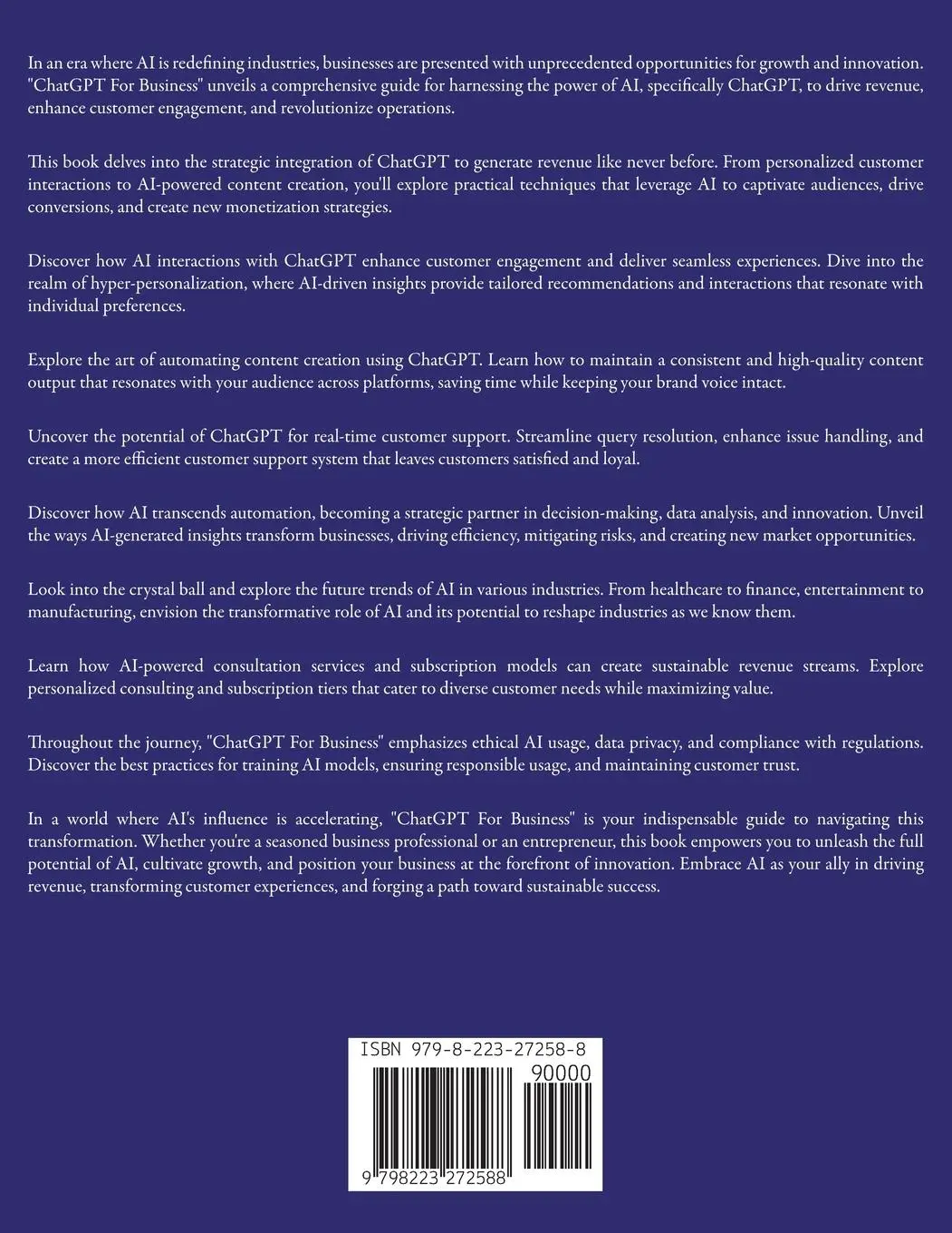Rückseite: 9798223272588 | ChatGPT for Business the Best Artificial Intelligence Applications,...