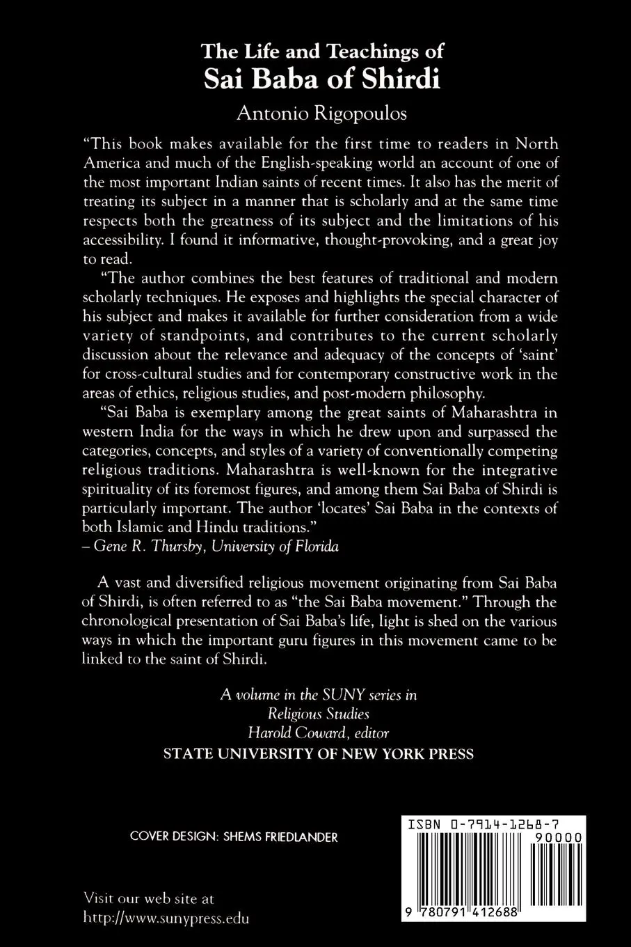 Rückseite: 9780791412688 | The Life And Teachings Of Sai Baba Of Shirdi | Antonio Rigopoulos