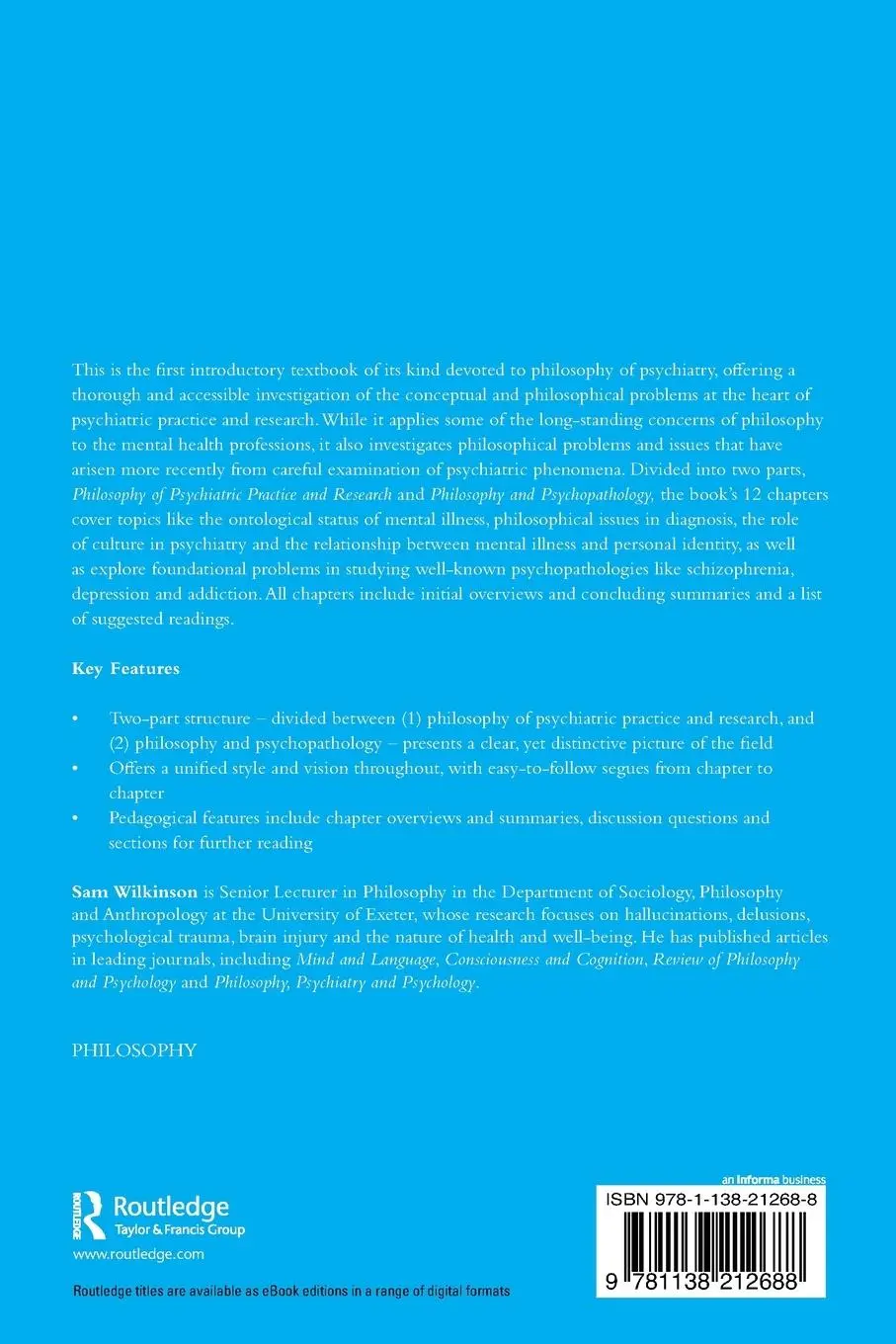 Rückseite: 9781138212688 | Philosophy of Psychiatry | A Contemporary Introduction | Sam Wilkinson
