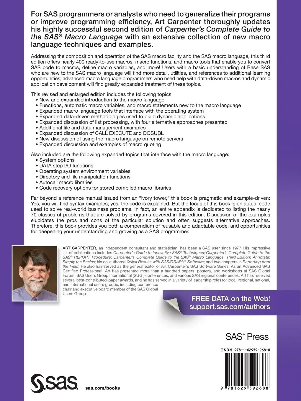 Rückseite: 9781629592688 | Carpenter's Complete Guide to the SAS Macro Language, Third Edition