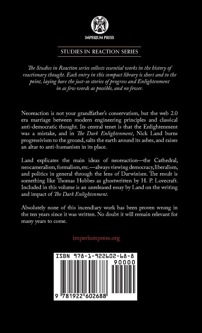 Rückseite: 9781922602688 | The Dark Enlightenment - Imperium Press | Nick Land | Taschenbuch