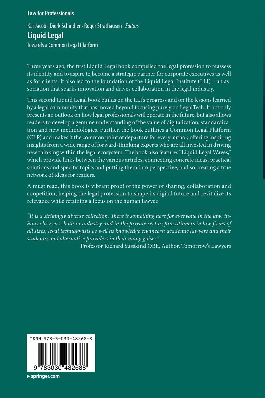 Rückseite: 9783030482688 | Liquid Legal | Towards a Common Legal Platform | Kai Jacob (u. a.)