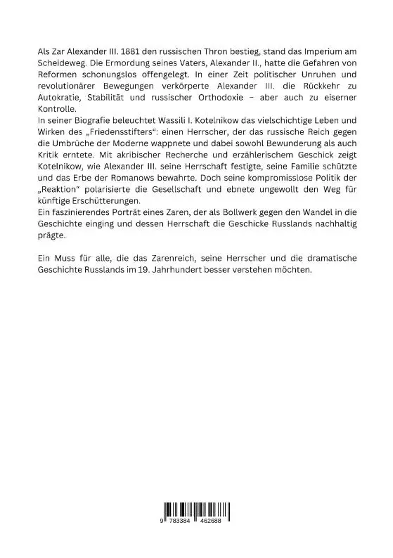 Rückseite: 9783384462688 | Alexander III.: Der unerschütterliche Monarch | Wassili I. Kotelnikow