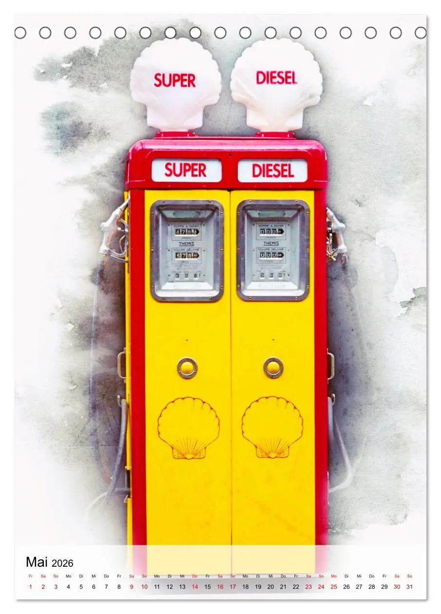 Bild: 9783516352788 | Gasoline - Vintage Tanksäulen in Szene gesetzt (Tischkalender 2026...