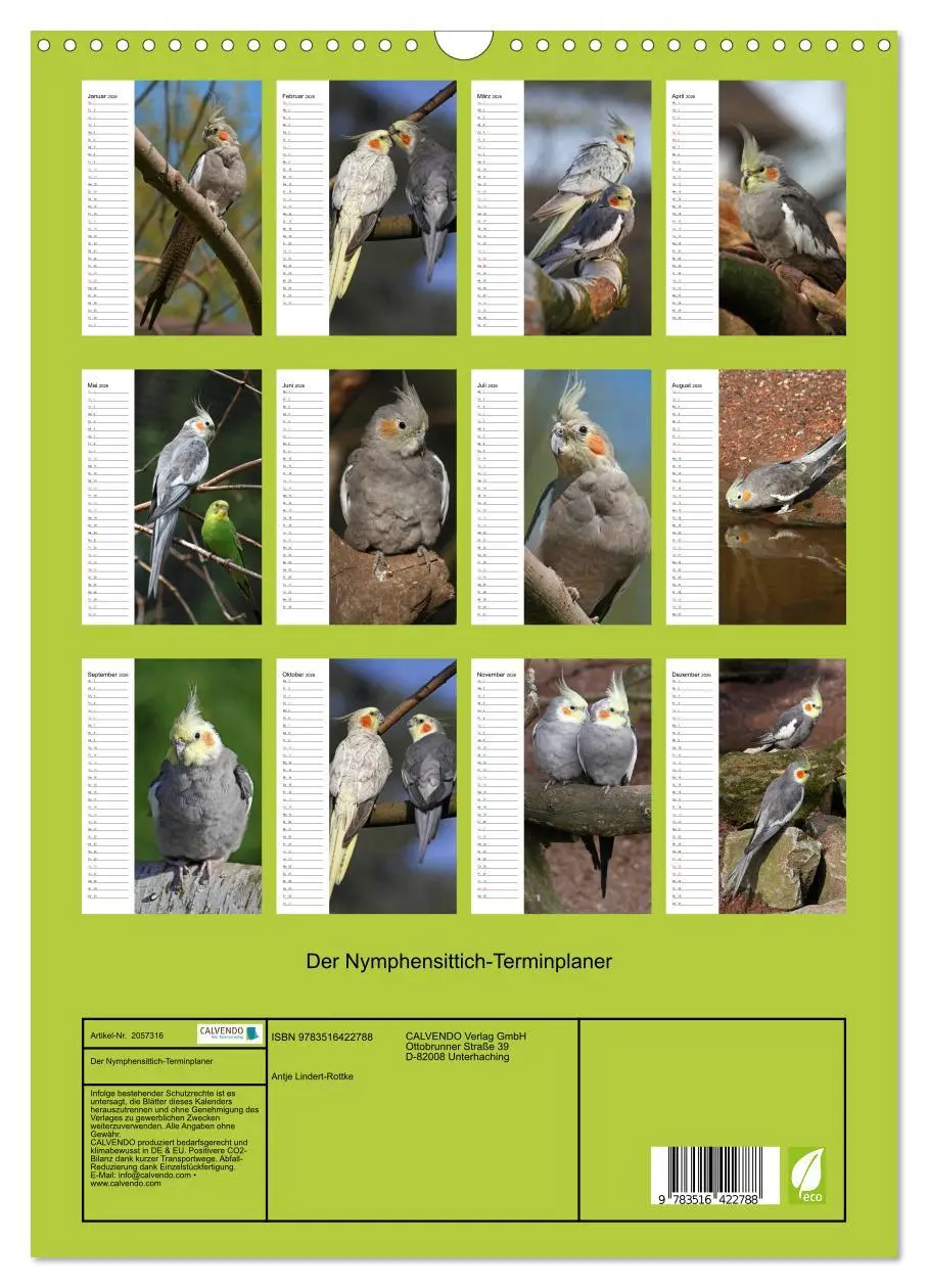 Bild: 9783516422788 | Der Nymphensittich-Terminplaner (Wandkalender 2026 DIN A3 hoch),...