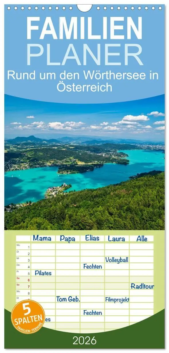 Cover: 9783516662788 | Familienplaner 2026 - Rund um den Wörthersee in Österreich mit 5...