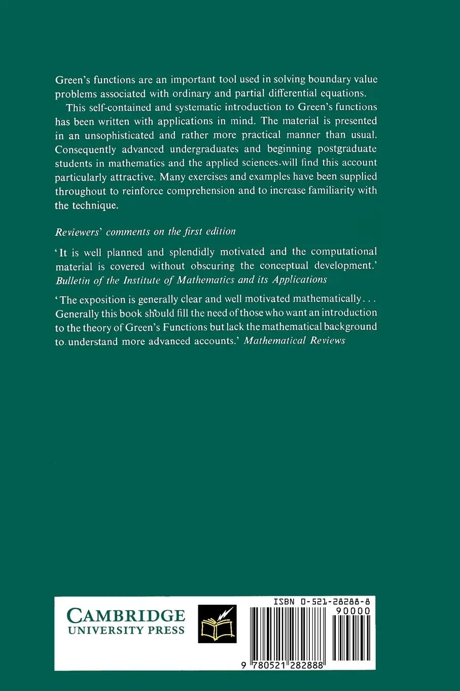 Rückseite: 9780521282888 | Green's Functions | G. F. Roach | Taschenbuch | Englisch | 1982