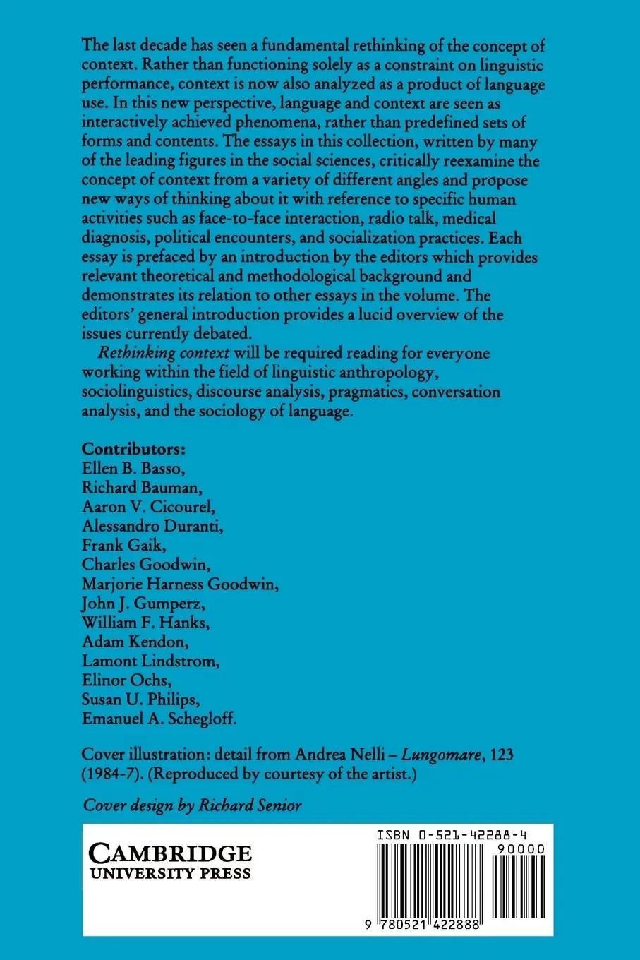 Rückseite: 9780521422888 | Rethinking Context | Language as an Interactive Phenomenon | Buch