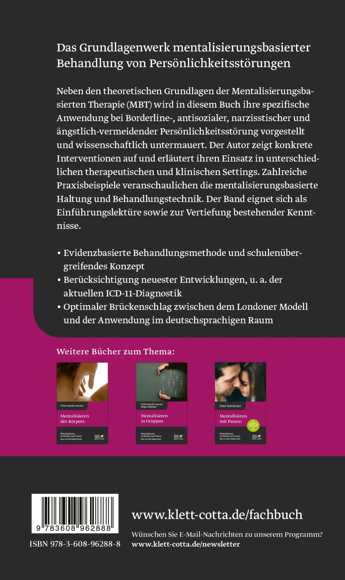Rückseite: 9783608962888 | Mentalisieren bei Persönlichkeitsstörungen (Mentalisieren in Klinik...