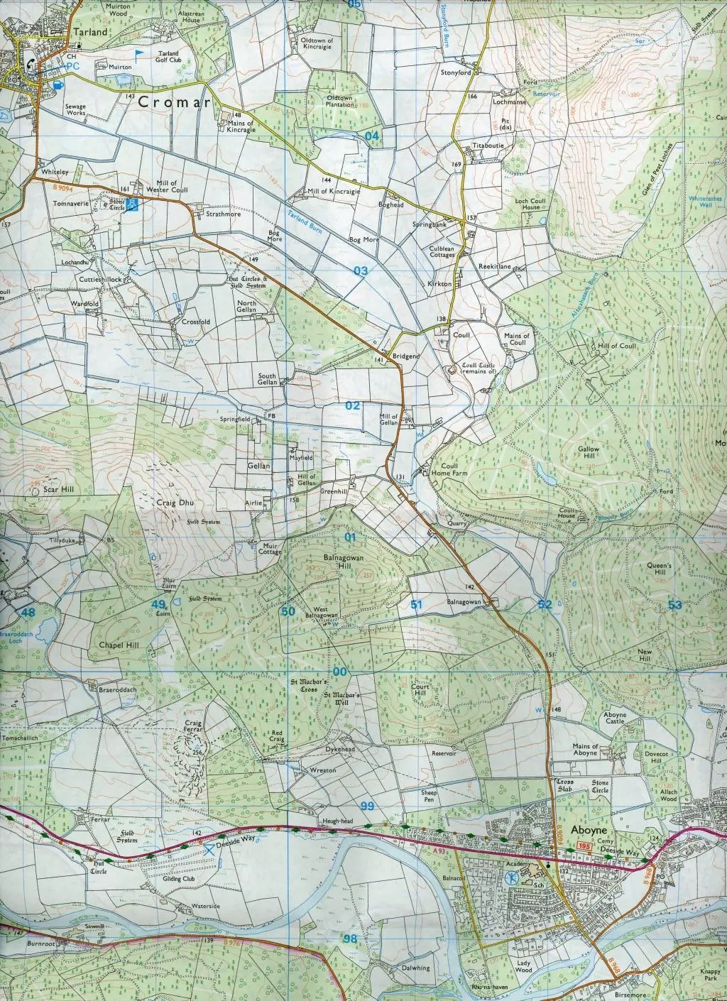 Bild: 9780319242988 | Aboyne, Alford &amp; Strathdon | Ordnance Survey | (Land-)Karte | Englisch