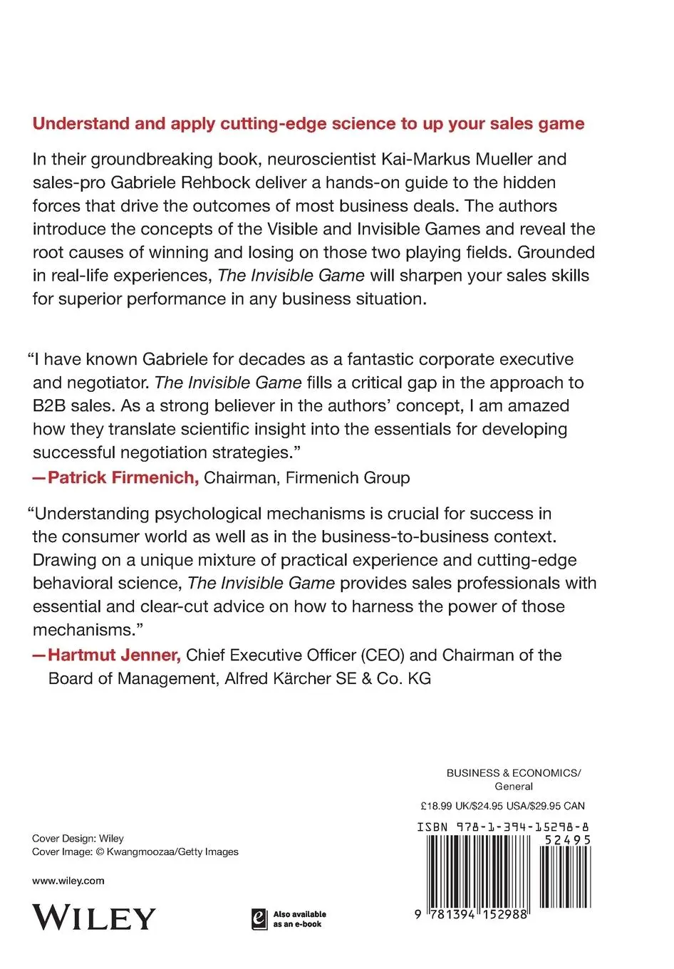 Rückseite: 9781394152988 | The Invisible Game | Gabriele Rehbock (u. a.) | Buch | 272 S. | 2022