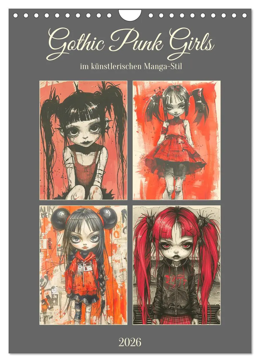 Cover: 9783516262988 | Gothic Punk Girls im künstlerischen Manga-Stil (Wandkalender 2026...