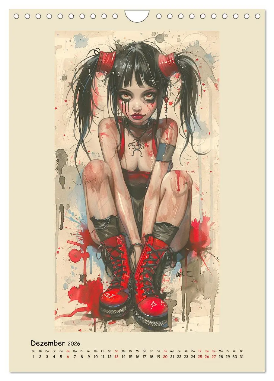 Bild: 9783516262988 | Gothic Punk Girls im künstlerischen Manga-Stil (Wandkalender 2026...