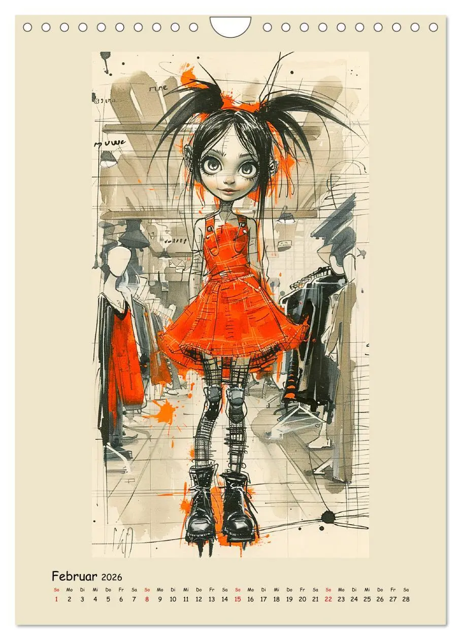 Bild: 9783516262988 | Gothic Punk Girls im künstlerischen Manga-Stil (Wandkalender 2026...