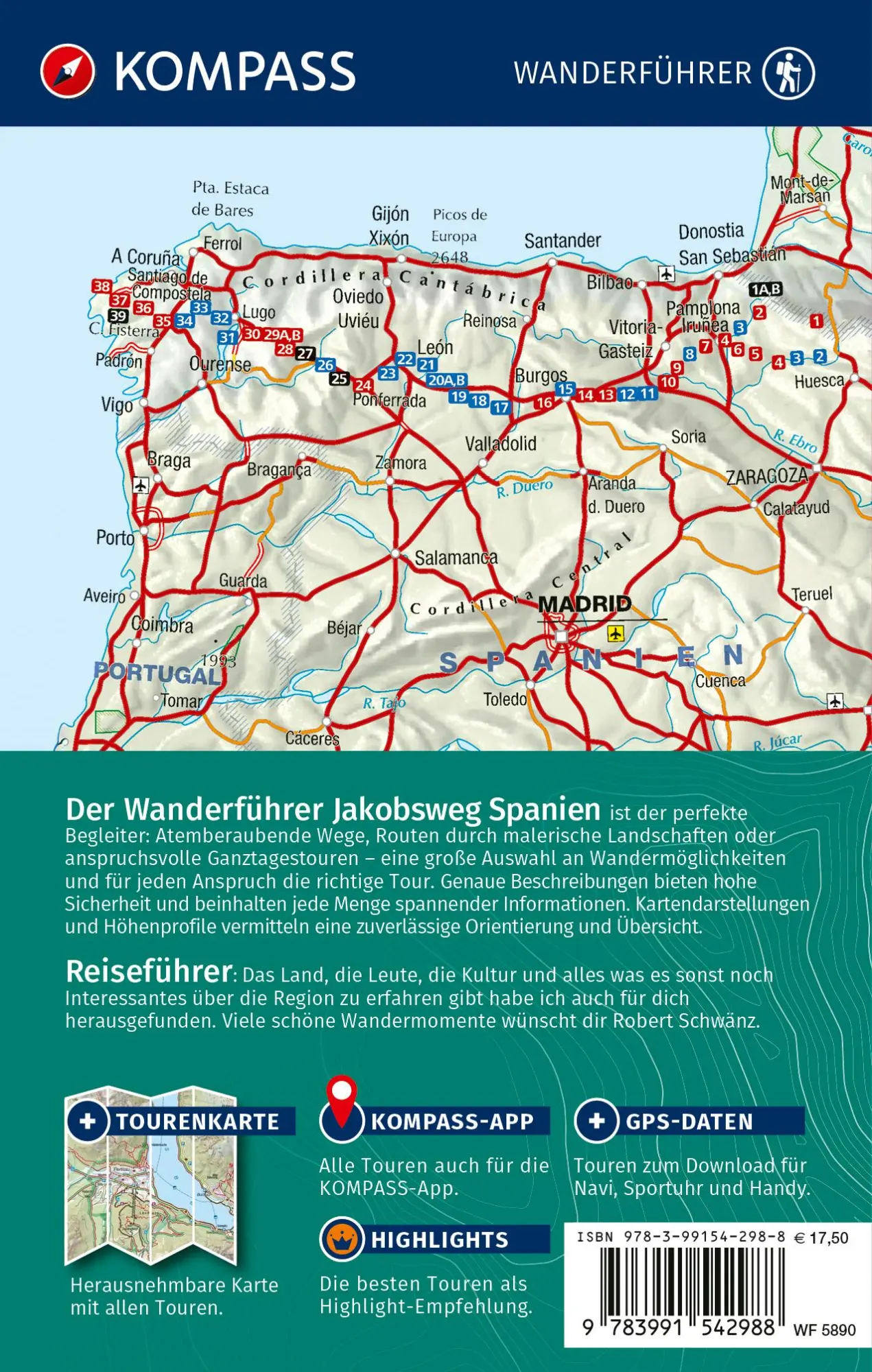 Rückseite: 9783991542988 | KOMPASS Wanderführer Jakobsweg Spanien, Camino Francés. Von den...