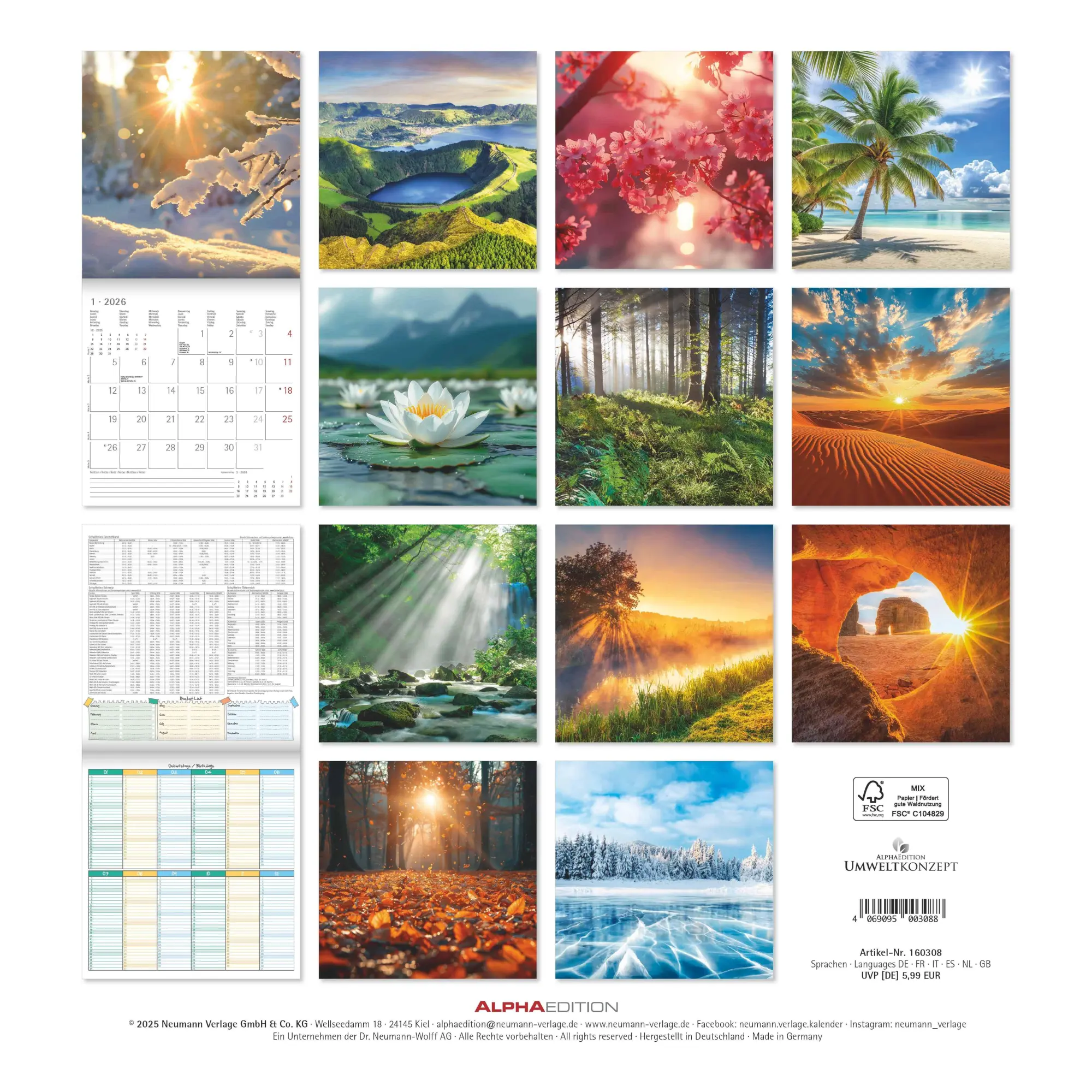 Rückseite: 4069095003088 | Sunny Moments 2026 - Broschürenkalender 30x30 cm (30x60 geöffnet) -...