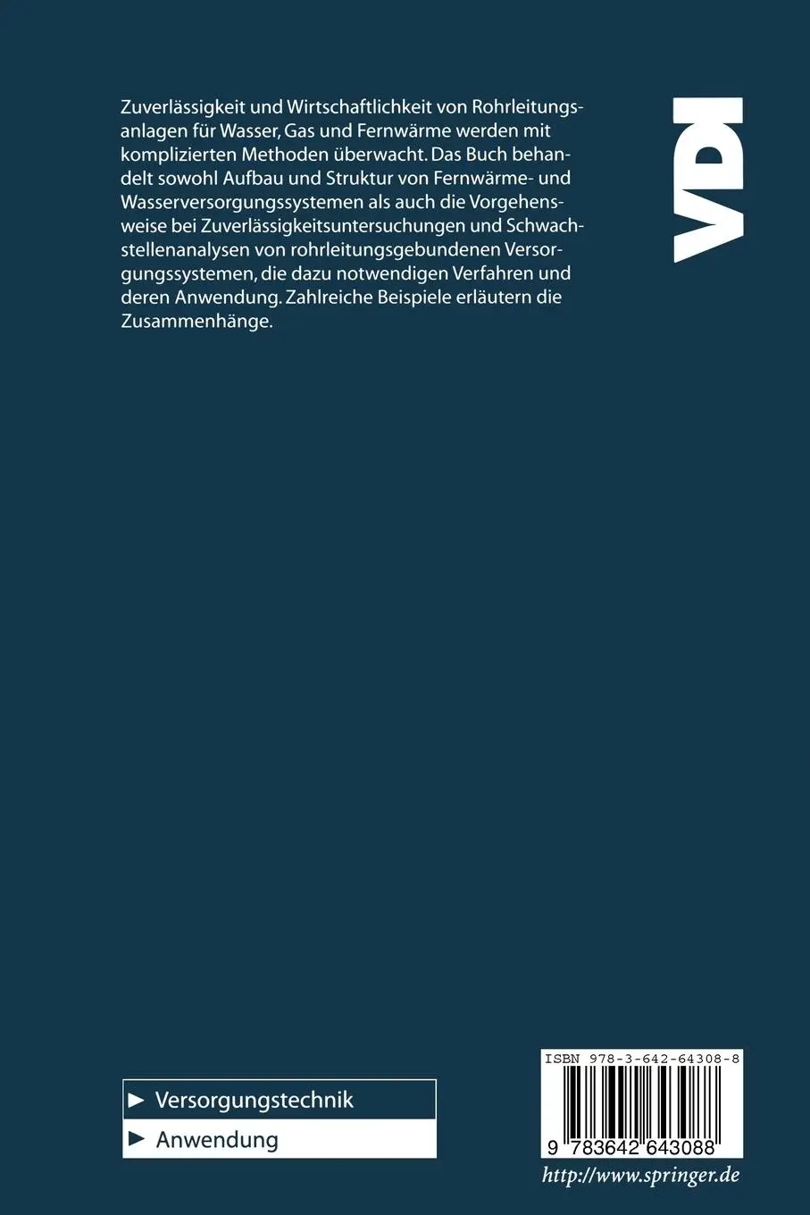 Rückseite: 9783642643088 | Zuverlässigkeit von Rohrleitungssystemen | Fernwärme und Wasser | Buch