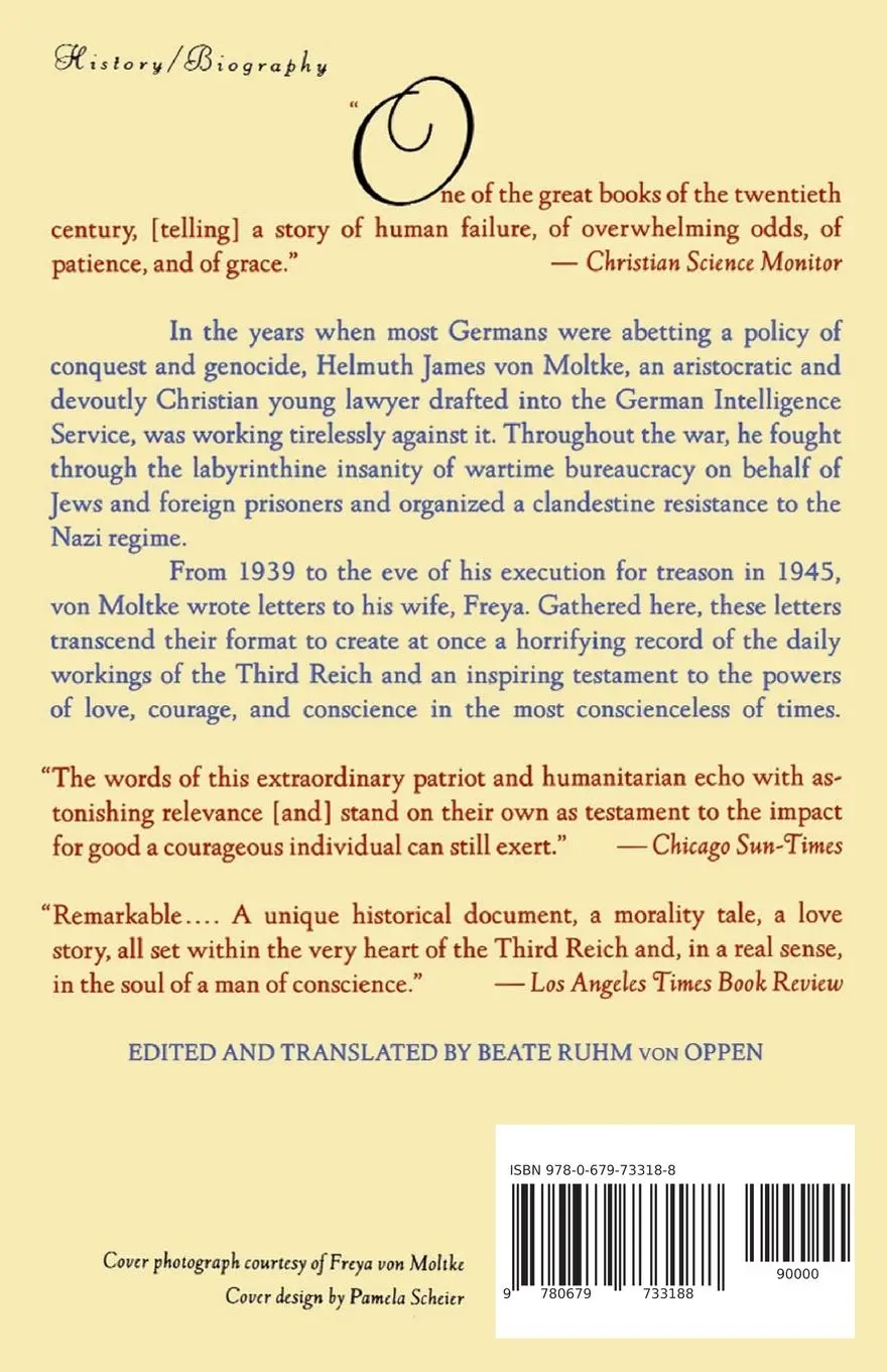 Rückseite: 9780679733188 | Letters to Freya | 1939-1945 | Helmuth Von Moltke | Taschenbuch | 1995
