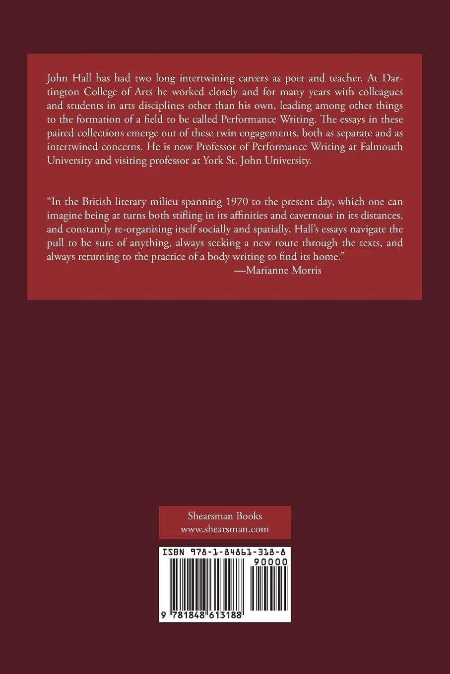 Rückseite: 9781848613188 | Essays on Performance Writing, Poetics and Poetry, Vol. 2 | John Hall