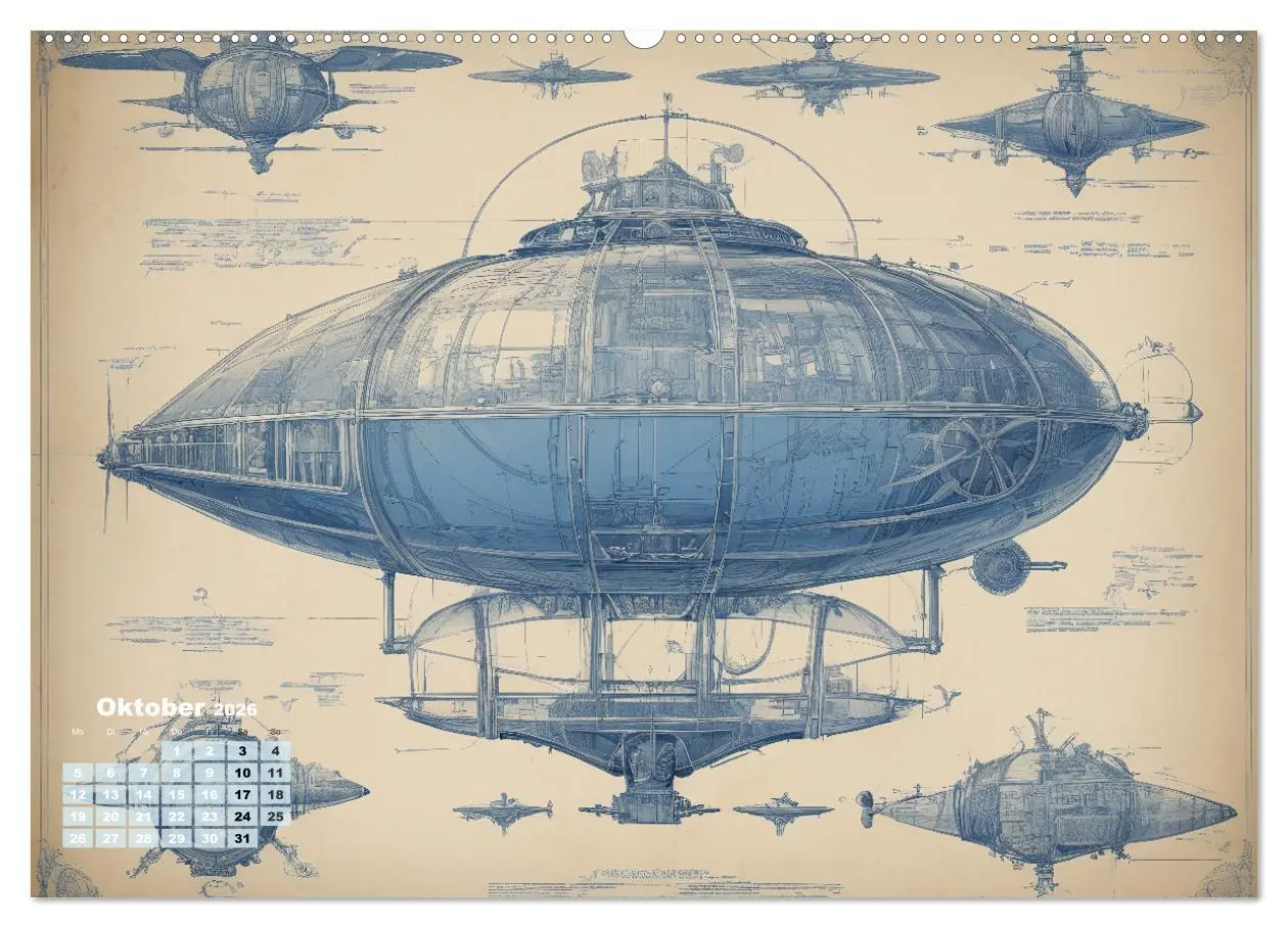 Bild: 9783457433188 | Steampunk - Blaupausen (Wandkalender 2026 DIN A2 quer), CALVENDO...